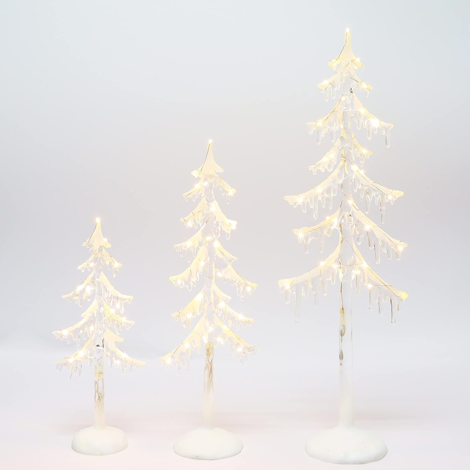 The Holiday Aisle® 3 pc Acrylic Icicle Trees (24.4"H / 17.9"H / 13.4"H